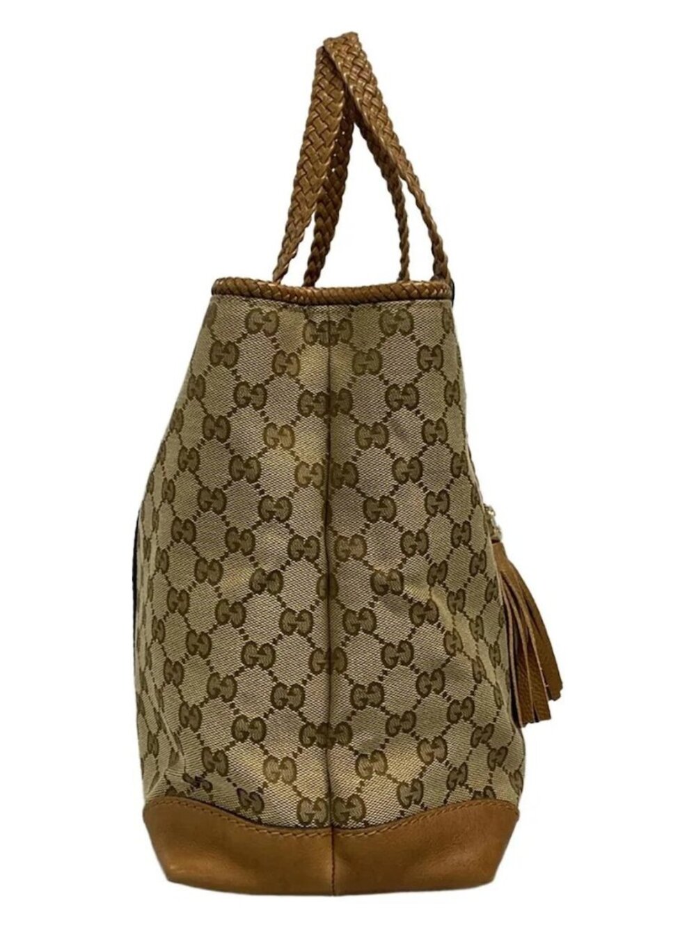GUCCI Marrakech 295326 Dark Brown Beige Light Brown Jacquard Leather Tote Bag - Picture 2 of 15